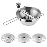 Passiergerät Passiermühle Mit 3 Stück Siebeinsatz - Passiermühle Für Suppe Marmelade Brei Saucen - Mühle Presse Passiersieb Zum Pürieren Abseihen Und Reiben Von Obst Und Gemüse