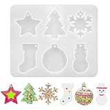 Gießform Weihnachten, Raysin Gießformen Silikon Weihnachten, Silikonformen Weihnachten Anhänger Weihnachtsbaum Schneeflocke Sterne, Epoxidharz Formen Weihnachten für Weihnachtsdekorationen