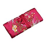MOLKASIA Traditionelle Seiden-Reise-Schmucktasche mit chinesischer Stickerei, Schmuckrolle