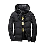 uxxnjfg Herren Winterjacke mit Kapuze Puffer Jacke Outdoor Zipper Wärmer Steppjacke Große Größen Sport Parka Männer Jacken Oversize Langarm Jacke Wanderjacke Halloween Schwarz L