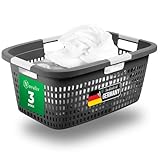 Novaliv 3 Stück Wäschekorb mit 4 Griffen 40L Anthrazit, Wäschebox Set Wäscheeimer Wäschebehälter für Bad Wäsche Schmutzwäsche, Wäschekörbe Laundry Basket Aufbewahrung Korb Sammler Box