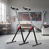 Mucola Rollenbock höhenverstellbar 66-105 cm Arbeitsbock Tragkraft bis 90 kg Montagebock inkl. 1 Paar Arbeitshandschuhe Unterstellbock mit rutschfesten Füßen Stützbock für Materialzuführung - 2 Stück