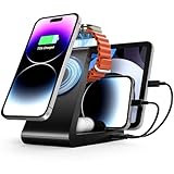 Teeaam 5 in 1 Kabelloses Ladegerät, Induktive Ladestation für Apple Watch und iPhone, Wireless Charger für iPhone 15 14 13 12 11 Pro Max/XS, für Apple Watch 9/8/7/6/SE/5/4/3/AirPods Pro 3 2