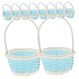 Cabilock 10st Einkaufskorb Aus Rattan Geschenkkorb Leer Kinderkorb Körbe Mini Osterkorb Kleiner Korb Mit Henkel Kleiner Geflochtener Korb Blue Plastik