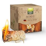Heumüller Holzwolle Premium Holzwolle-Anzünder 5 kg (ca. 400 Stück) | Öko-Anzünder aus Holzwolle & Wachs | Lange Brenndauer & geruchsneutral | Ideal für Kamin, Grill & Feuerstellen