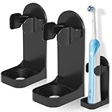 HOMMAND 2 Pack Elektrische Zahnbürstenhalter zur Wandmontage, Stark Klebende Elektrische Zahnbürstenhalter, Verstellbarer Zahnbürste Halter für Die Aufbewahrung im Badezimmer (Universell), Schwarz