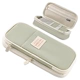 hautllaif Federmäppchen mit großem Fassungsvermögen – Erweiterbares Stiftemäppchen, Oxford Stoff, Grüne diagonale Struktur, für Schule & Büro, 21.5x9x7cm