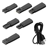 8 Set USB Rasierer Ladekabel Netzkabel Adapter Set, Schwarz Rasierer Ladekabel, 5V Rasierer Ladegerät, Enthalten 6 Ladeköpfen, für Haarschneider, Luftreiniger und Mehr