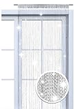 wometo Faden-Vorhang Glitzer-Vorhang oekoTex 90x245 - weiß-Silber glänzender Deko Schal transparent halbtransparent Weihnachten