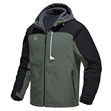 Rdruko Softshelljacke Herren Wasserdicht Funktionsjacke Fleece Gefüttert Jacke Winter Wanderjacke Outdoorjacke Winddicht Winterjacke Freizeitjacke-Armeegrün L