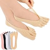 Ouligay 5 Paar Zehensocken Damen Unsichtbare Sneaker Socke,Kurze Zehensocken Damen Fünf Finger Socken Rutschfeste Boot-Low-Cut-Innensocken Atmungsaktive Socken für Frauen,für High Heels, Laufschuhe