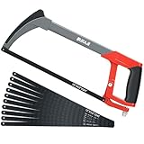 AIRAJ Metallsäge 300 MM,Hand-Sägen mit 10 Austauschbarer Klinge,45 °/90 ° Eisensäge für Metall,Holz,Stahl,PVC-Rohr,Gefrorenem Fleisch,Bügelsäge und Plastik,Profi Metallsäge