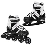 MADIVO Duo Set 2in1 Inliner/Schlittschuhe VERSTELLBAR | für Kinder und Jugendliche | Damen Herren Inline-Skates umbaubar zu Eislaufschuhe | Größen: 34-37, 38-41 (Schwarz, L (38-41))