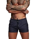 TMEOG Badeshorts für Herren, Badehosen Kurz Badehose Männer Schwimmhose Boxer Badepants Wassersport Kurze Hose Schnelltrocknend Schwimmshorts mit Reissverschluss(Blau)