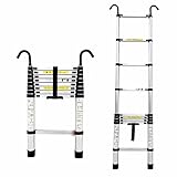 Ausziehleitern 7 m/6 m/5 m/2 m/1 m, Aluminium-Ausziehleiter mit rutschfesten Füßen und 2 abnehmbaren Haken, Mehrzweck-Ausziehleitern, 330 lb, Silber, 1,5 m/4,9 Ft/Silber/6,7 m/22