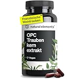 natural elements OPC Traubenkernextrakt – 90 hochdosierte Kapseln für 3 Monate – reines OPC aus französischen Weintrauben – vegan, in deutschen Laboren getestet