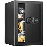 50L Safe Tresor für Zuhause, Feuerfester Tresor mit Schlüssel, Abnehmbares Regal und Stummschaltfunktion, Elektronische Anti-Diebstahl Tresore für Geld, Dokument and Wertgegenstände