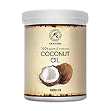 Kokosöl 1000ml - Cocos Nucifera - Indonesien - Kaltgepresst - 100% Reines Kokosnussöl - Unraffiniert - Intensive Pflege für Gesicht - Körper - Haare - Haut - Körperpflege Öl