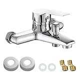 Mischbatterie Badewanne Kit, Wandmontage Wannenarmatur, Einhebel Badewannenarmatur, Heiß und Kalt Wasserhahn Badewanne mit Montagezubehör, Duscharmatur für Badewanne und Bad, 1/2 Zoll Brauseabgang