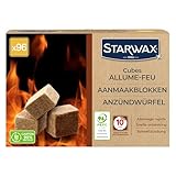 STARWAX - Anzündwürfel für Grill, Ofen und Kamin - Schnelles Anzünden - Sauber und geruchlos - Ohne Palmöl - 100% Inhaltsstoffe natürlichen Ursprungs - 96 Würfel