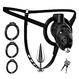 Peniskäfig Chastity Cage Sexspielzeug mit Analplug für Männer, Keuschheitskäfig Herren Gürtel mit 3 Penis Ring und Butt Plug, Ohi BoBi Sun BDSM Cock Cage Extrem Erotik Sex