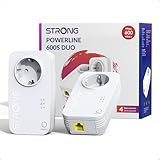 STRONG AV600 Mbit/s Powerline Adapter Setmit Steckdose, HomePlug AV2 Powerline Internet Verstärker, Plug & Play, Ein-Knopf-Sicherheit, Energiesparmodus, 100 Mbit/s LAN Ports, ideal für TV, PC (PL600S)