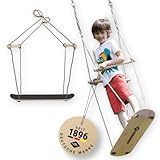 Schildkröt Skateboard Schaukel, außergewöhnliche Holzschaukel für Geschicklichkeit, Balance und Koordination, Anti-Rutsch Struktur, stehend in der Luft skaten oder sitzend schaukeln, 970519