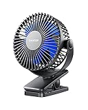 Gaiatop Tragbarer Ventilator zum Anklippen, batteriebetrieben, kleiner leistungsstarker USB-Schreibtischventilator, 3 Geschwindigkeiten, wiederaufladbare Mini-Tischventilator, Schwarz, Blau, (CF40)