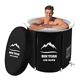 Faltbare Eisbad Badewanne mit Abdeckung 80cm Ø Large Aufblasbare Eisbaden Badewanne Erwachsene Eisfass Outdoor Ice Bath Tub Freistehende Eistonne Wanne Soaking Dusche Badefass cold plunge bathtub