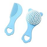 Set mit Kamm und Bürste für Neugeborene, bequemer Griff, langer Griff, Pflegewerkzeuge mit schönem Bären-Look für den Familiengebrauch, sanfte Pflege der Babykopfhaut