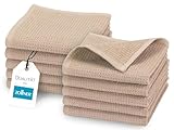 ZOLLNER 10er Set Seiftücher in 30x30 cm - langlebige Handtücher in beige - mit praktischem Aufhänger - Zeitloses Waffelmuster - waschbar bis 95°C - Baumwolle - Hotelqualität