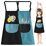 RCYHCY Malschürze Kinder, 2 Stück Malerkittel für 6-12 Jahre Mädchen Junge Wasserdicht Malkittel Bastelschürze mit Big Taschen für Schule Kunst Malerei Kochen
