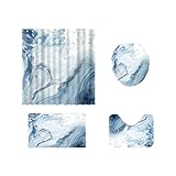 Duschvorhang Mit Blei Duschvorhang Polyester Duschvorhang-Set, Badezimmer-Trennwand-Duschvorhang Duschvorhang Für Duschspinne Ösen (Light Blue, One Size)