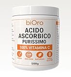 biOro Hochreine Ascorbinsäure 500 g | 100 % Vitamin C in Lebensmittelpulver (E300) | Vegan, natürlich, glutenfrei und gentechnikfrei | Antioxidationsmittel und Konservierungsmittel für Lebensmittel