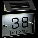 JOINPAYA Solarleuchte Hausnummer mit Acrylschild und LED Beleuchtung Wetterfeste Solar Türschildlampe mit Selbstaufladung und Automatischer Nachtbeleuchtung für Außenbereich und