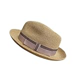 YUXITA Handgefertigter Strohhut, eleganter geflochtener Gürtel, verzierter Sonnenhut für Damen, Party, britischer Strandhut, Strohhut, Dame, gestrickter Strohhut, Braunes Gurtband, As Shown In