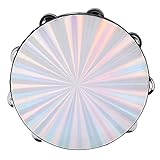 10-Zoll-Handtrommel mit zweireihigen Jingles, ABS-reflektierendes Tamburin, Schlaginstrument mit Edelstahlglocken, farbenfroher Glanzeffekt für Musikliebhaber für Kinder und