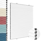 Allesin Wabenplissee ohne Bohren Verdunklung Thermo Doppelplissee Klemmfix Zweifarbig Weiß-weiß 40x120cm(BxH) 100% Blickdicht, Sonnenschutz & Schallschutz Plisseerollo für Fenster & Tür