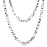 KRKC&CO 8mm Kette Herren, Herren Edelstahl Panzerkette mit Diamantschliff, Silbrig Cuban Link Chains Silberkette, Geschenke für Damen Mädchen Männer Jungs, [Länge 55,9cm]