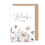 Edition Seidel Premium Glückwunschkarte mit Umschlag. Dankeskarte Grußkarte Danke Danksagung Dankeschön Mann Frau Freund Freundin Blumen (D152 SW025)