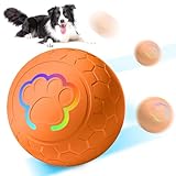 BORDEAG Interaktives Hunde Spielzeug: Selbstrollender Ball mit LED-Leuchten, Automatisch Rollend für Kleine, Mittelgroße, Große Hunde (Orange)