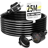 Vickwire Gummi Verlängerungskabel 25m außen Kabel Kabelverlängerungen mit Schutzkontakt Stecker Schuko Verlängerung 16A/250V, Schwarz, H05RR-F 3G1,5 mm²