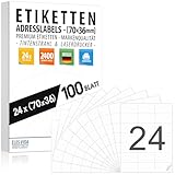 Versandetiketten 70x36 mm (2400 Etiketten – 100 Blatt A4) selbstklebend, bedruckbar, Tinten- und Laserdrucker Adressaufkleber, Adressetiketten, Druckeretiketten, Absenderetiketten MADE IN GERMANY