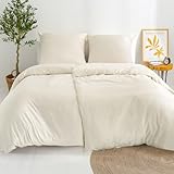 Dreamzie 2 Bettwäsche Set 135x200 Mako Satin - Beige - 2 Bettbezüge 135x200 cm mit 2 Kissenbezüge 80x80 cm - Oeko-Tex Zertifiziert - Bettwäsche 135x200 Baumwolle 4teilig