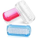 Piriuuo 3 Stück Nagelbürsten, Kunststof Handbürste Doppelseitige Handbürste Nagelbürste Nail Brush Steifen Borsten Nagelbürsten Handwaschbürste fingernagelbürste für Männer und Frauen(Rot Blau Weiß)