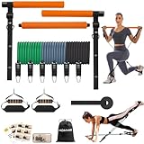 Hommie Pilates Bar Set mit 6 Latex Widerstandsbändern 20-220lbs & Türanker - Verstellbare Länge Fitnessbänder für Zuhause Für Männer und Frauen mit Einer Körpergröße von 150-180cm geeignet