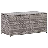 Aufbewahrungsbox für den Außenbereich, Polyrattan, 100 x 50 x 50 cm, Grau, wasserdicht, große Kapazität, Aufbewahrung für Outdoor-Werkzeuge und Zubehör.