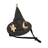 TOPINCN Kleintier-Zylinder mit Mond- und Sternmuster – Exquisite Haustierdekoration für Kaninchen, Igel (Black)