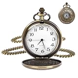OFFCUP Taschenuhr Vintage Taschenuhr mit Kette Arabisch Ziffern Quarz Taschenuhr Analog Taschen Uhr für Herren, Männer, Frauen, Vater, Opa - Geburtstag Und Jahrestag Geschenk