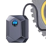 Auto Luftpumpe, 12V Reifenfüller Luftkompressor, Schnellaufpumpen Autoreifenpumpe mit digitalem Bildschirm LED-Licht Tragbare DC Reifenpumpe Autoreifen Kompressor für Auto, Ball, Motor